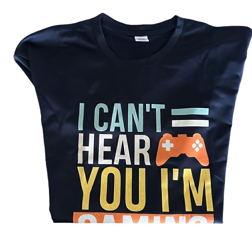 NWat Unisex Black Gaming I Can’t Hear You Graphic Short Sleeve Tee - Size Large - Picture 4 of 4
